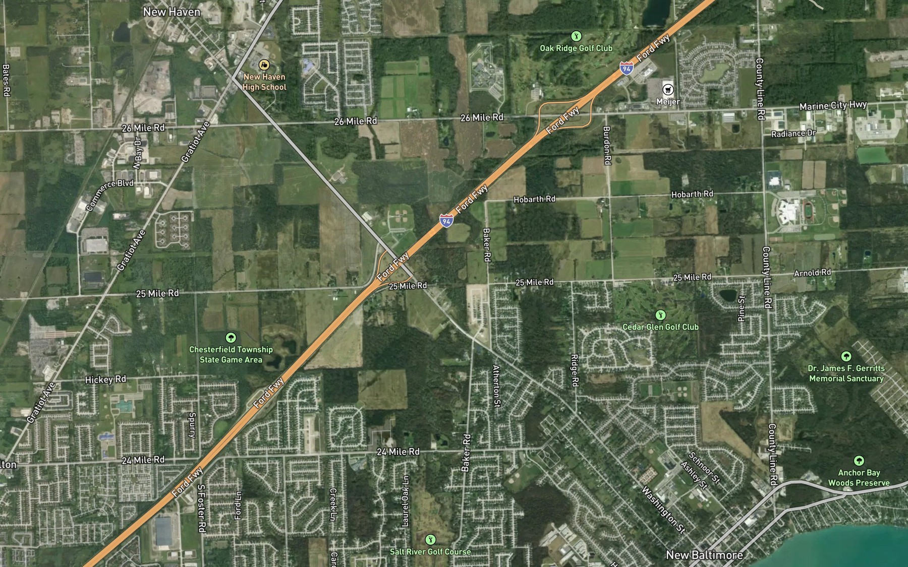 Satellite map of the Kirkham Drain