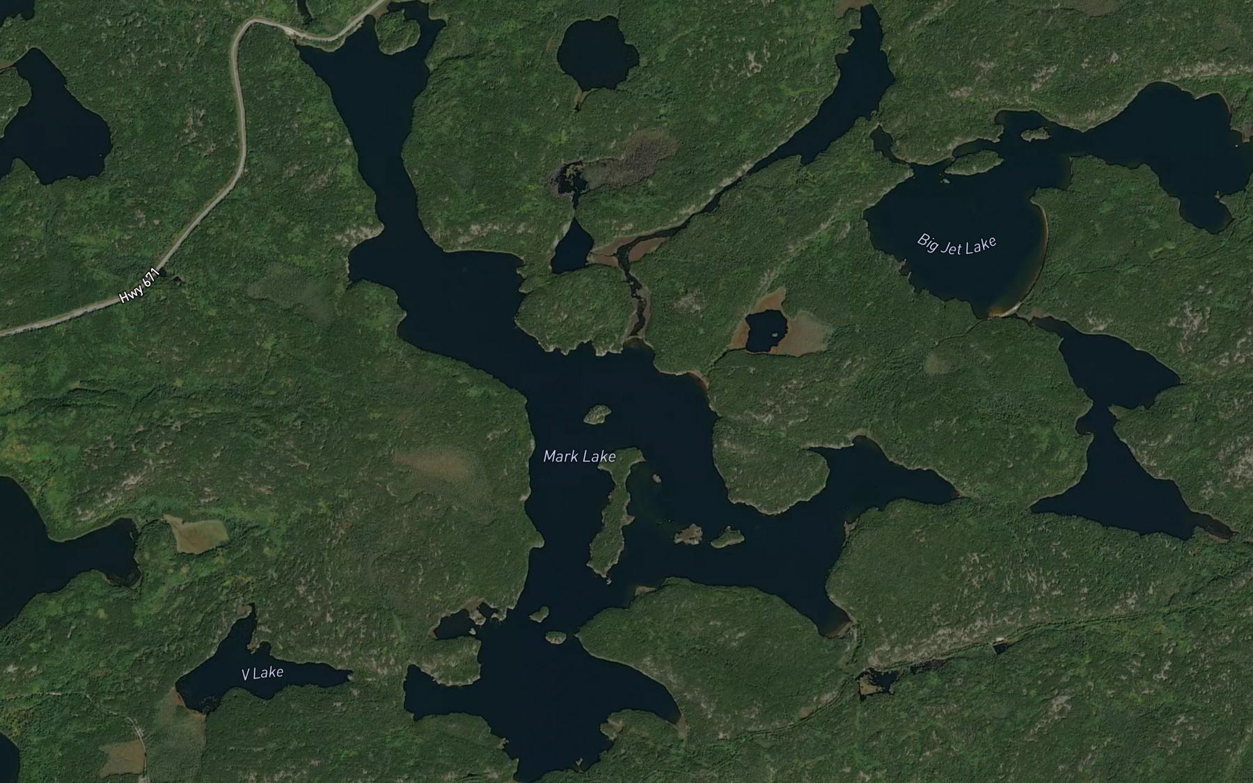 Satellite map of the Mark Lake