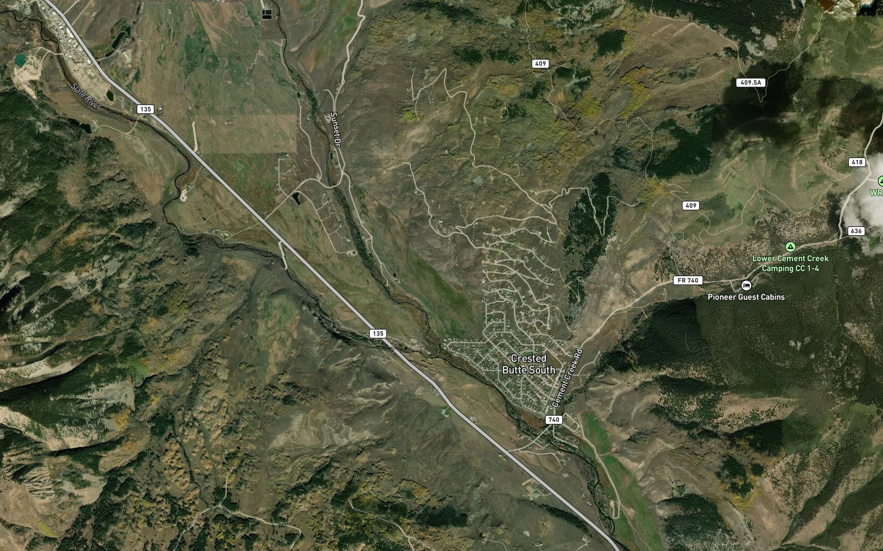 Satellite map of the East River Number 2 Ditch