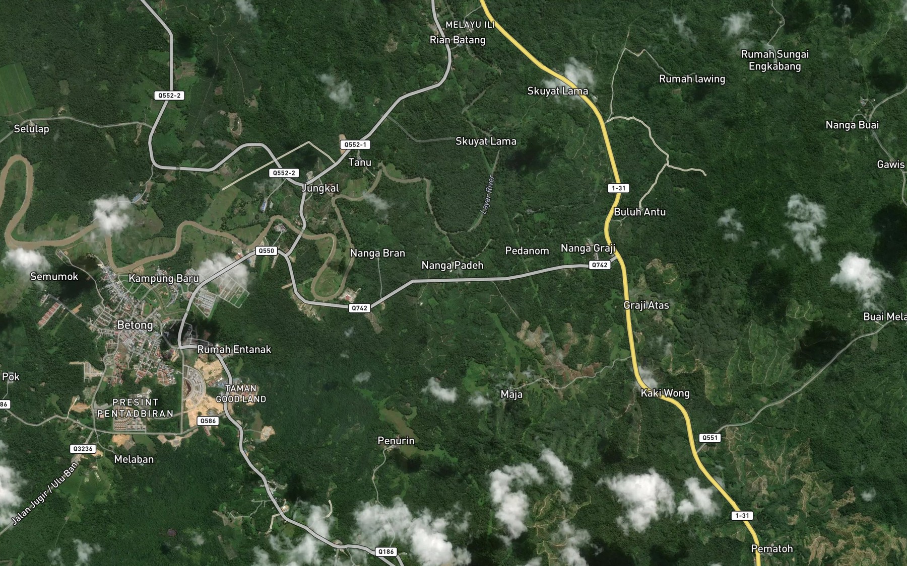 Satellite map of the Sungai Beran