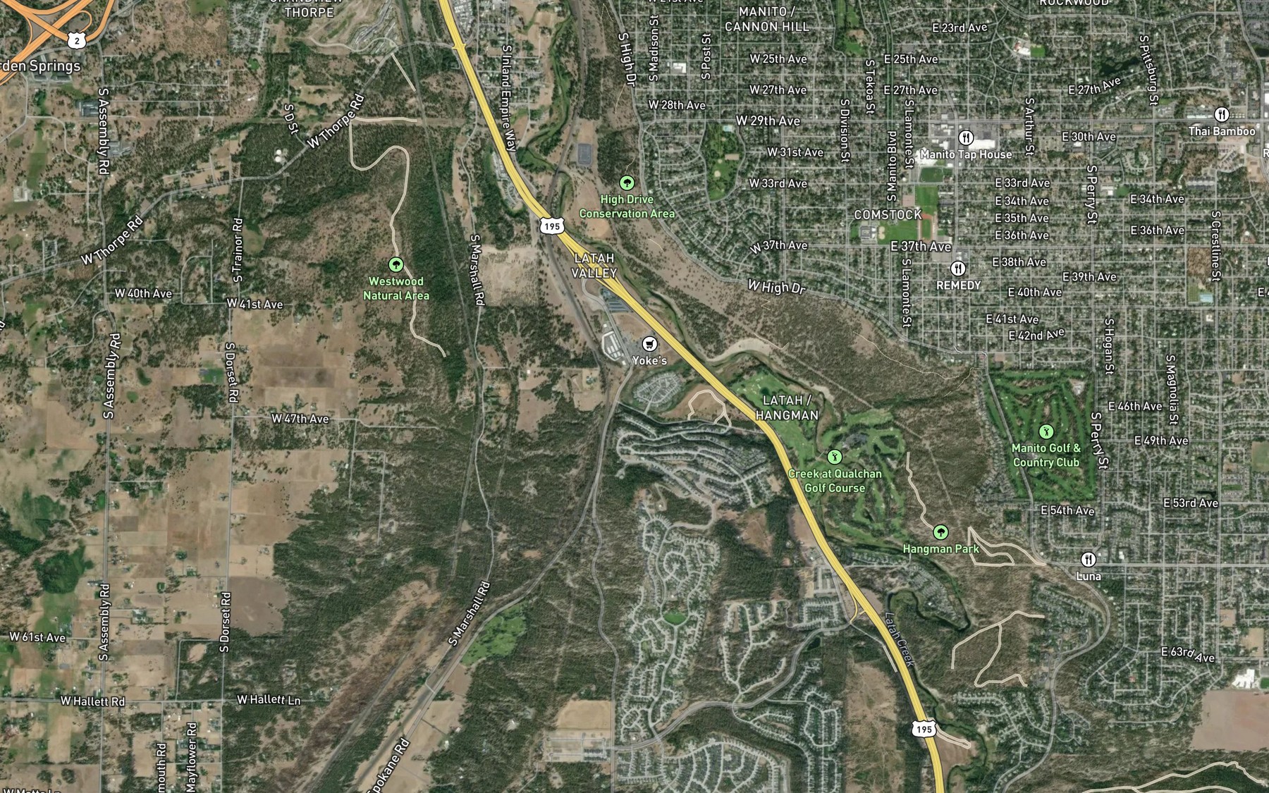 Satellite map of the Marshall Creek