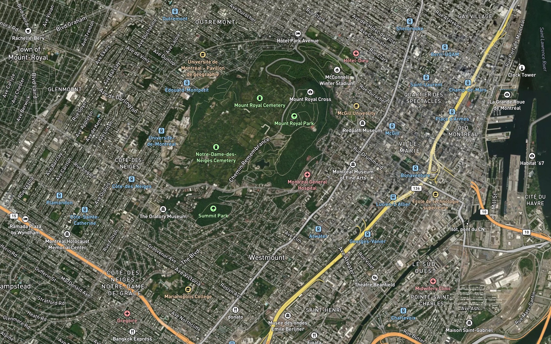 Satellite map of the Lac aux Castors