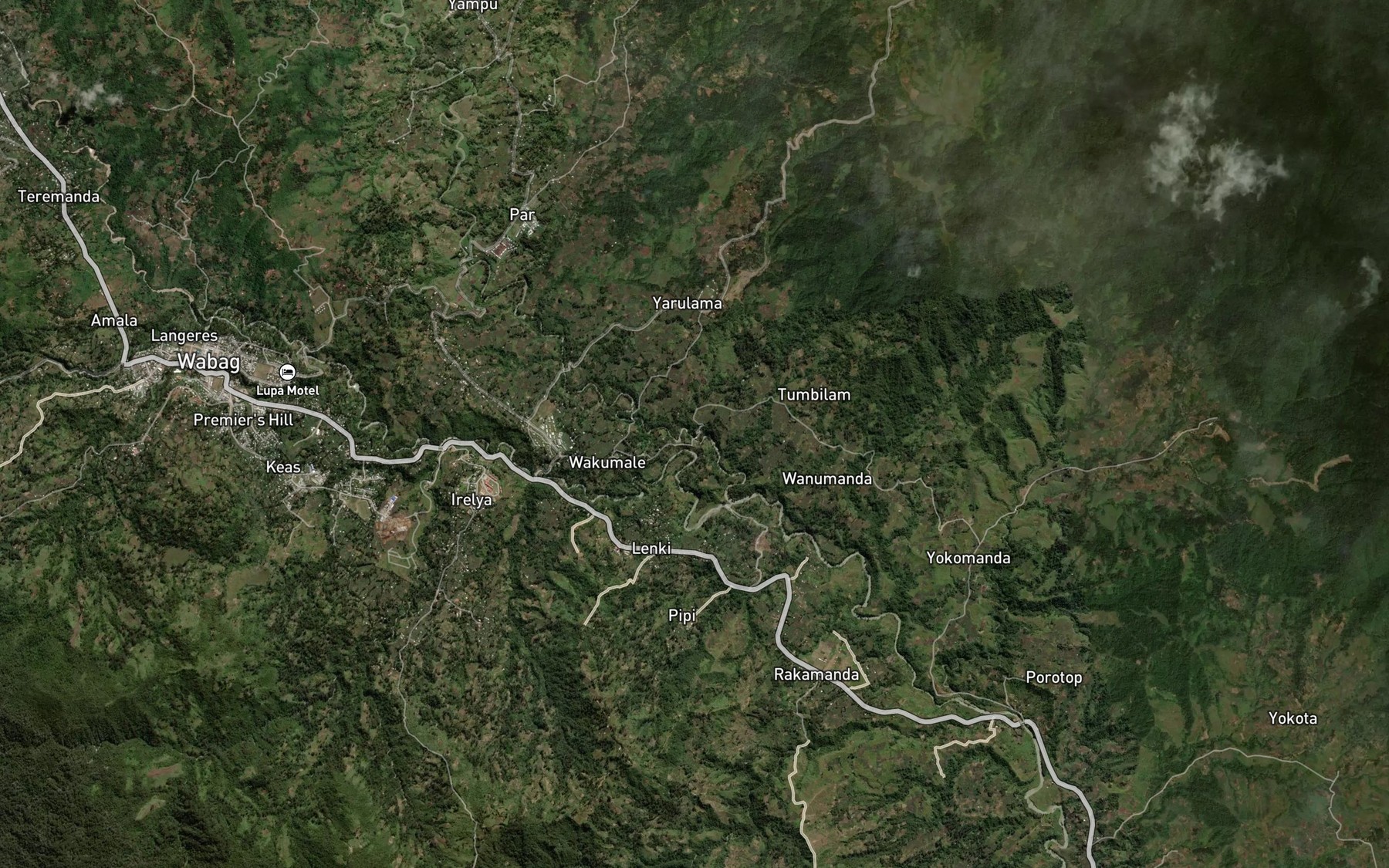 Satellite map of the Ambum River