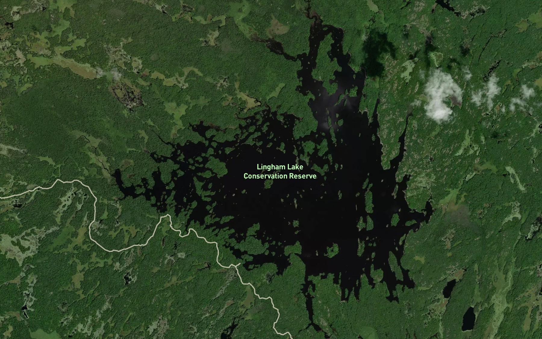 Satellite map of the Lingham Lake