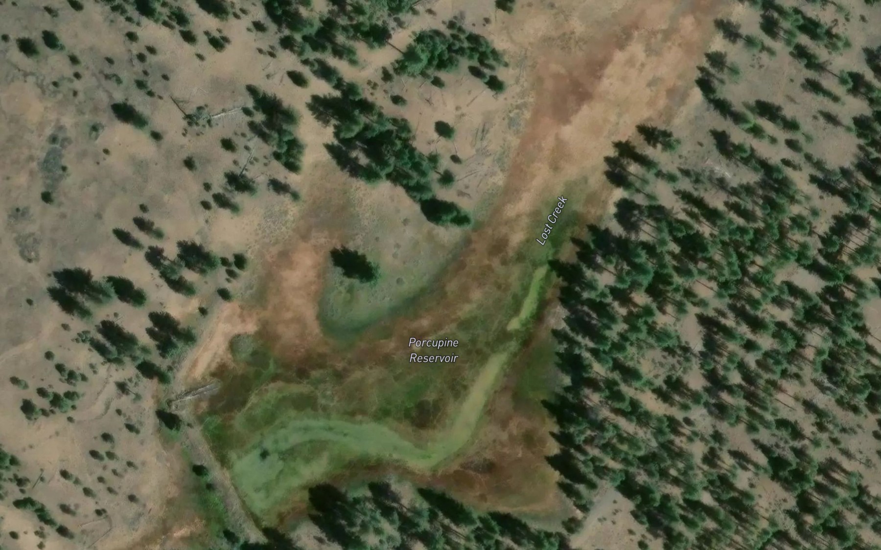 Satellite map of the Porcupine Reservoir