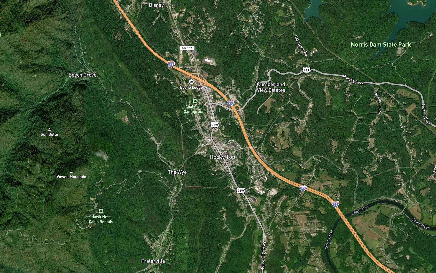Satellite map of the Right Fork Coal Creek
