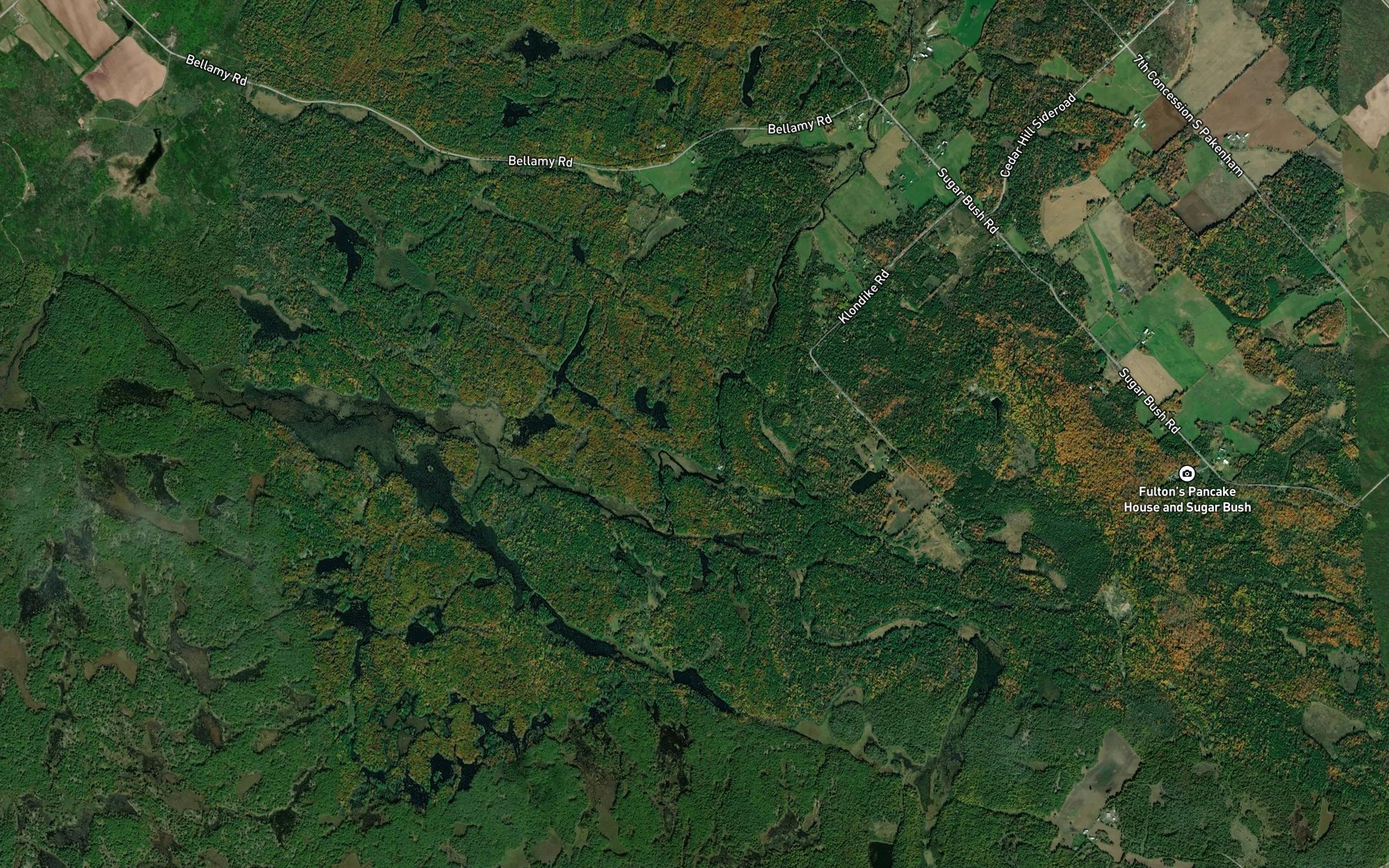 Satellite map of the Stanley Creek
