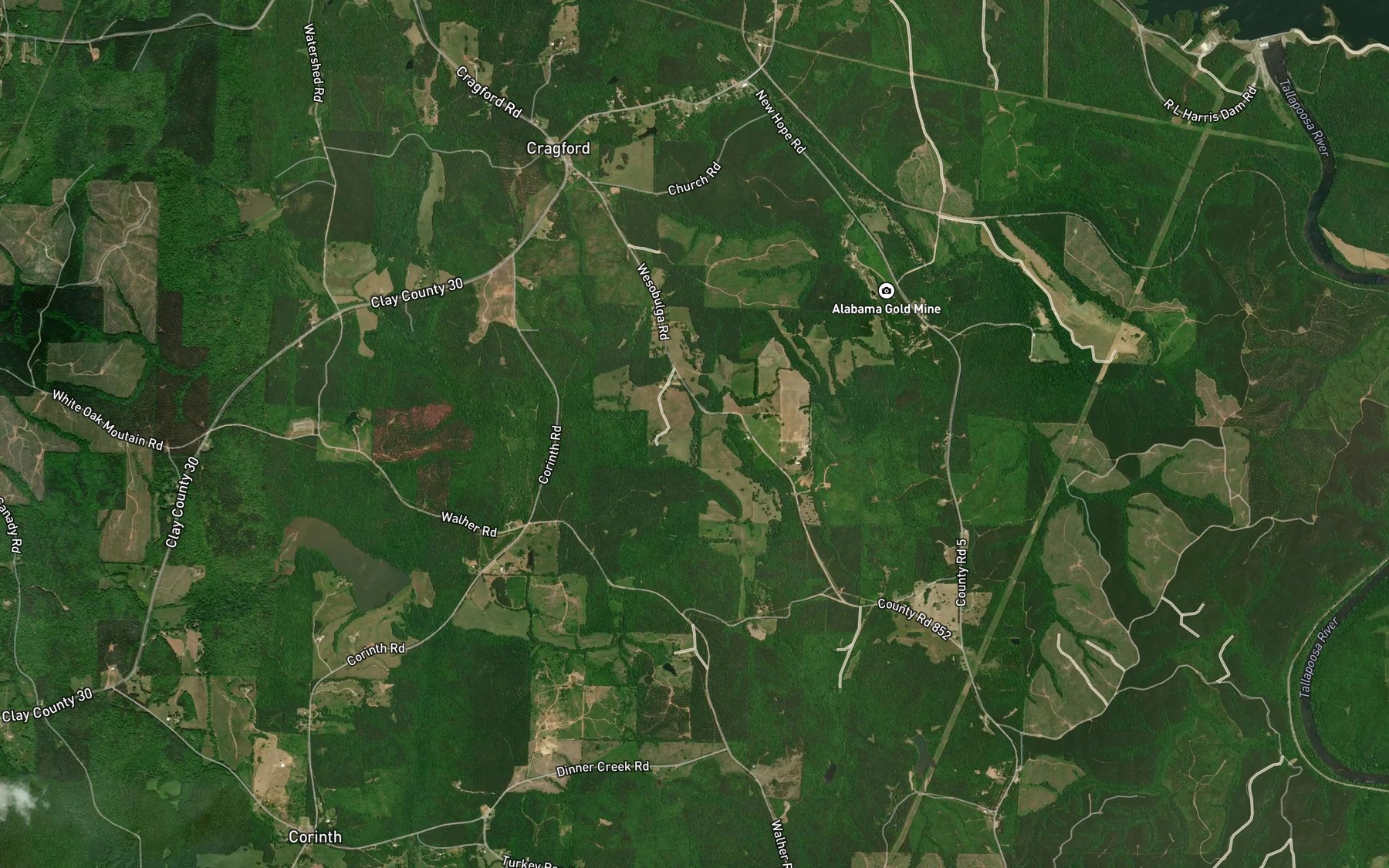 Satellite map of the White Oak Creek