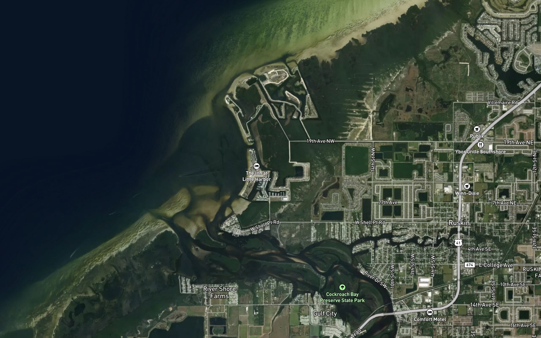 Satellite map of the Cabbage Creek
