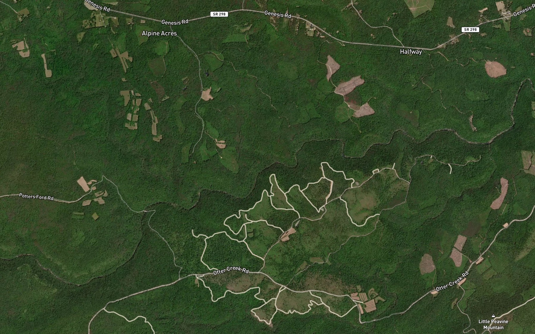 Satellite map of the Flatrock Branch