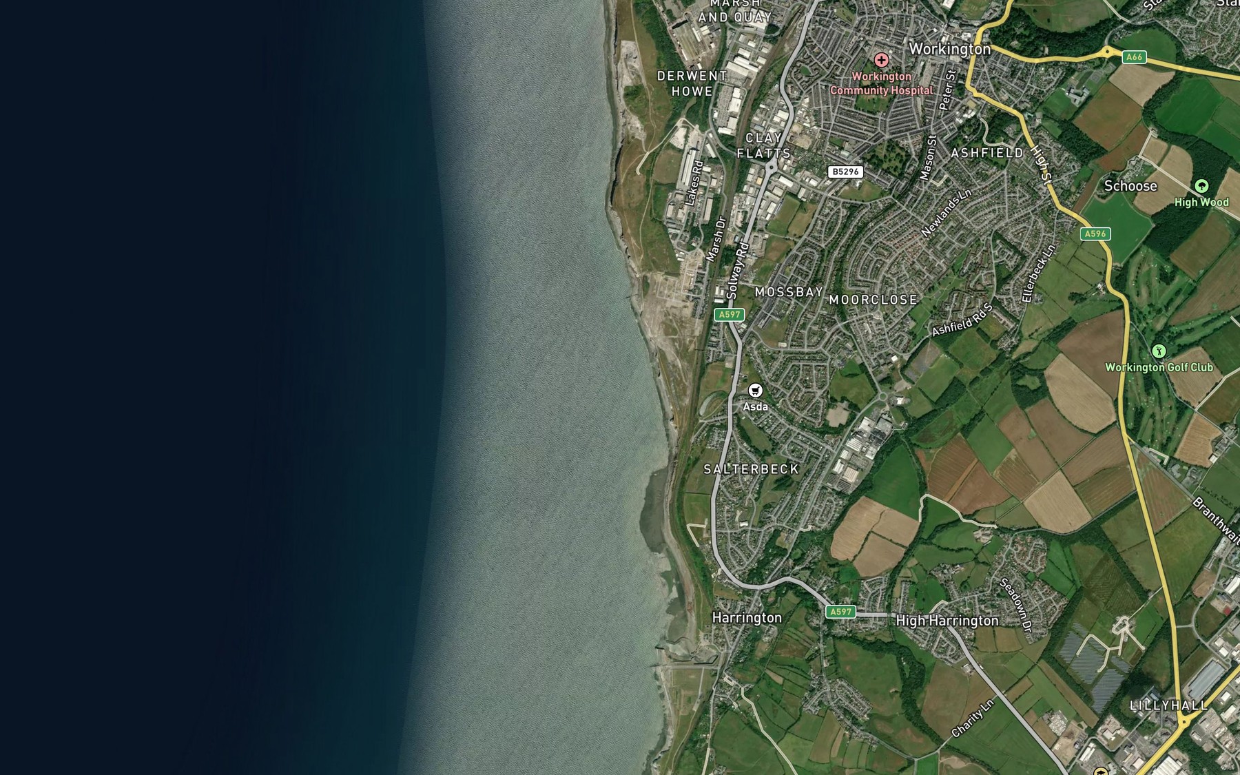 Satellite map of the Moss Bay