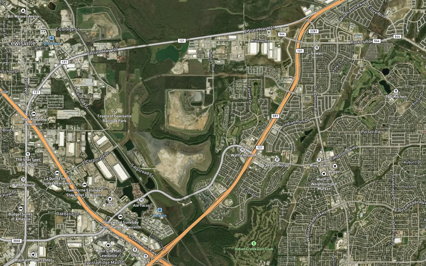 Satellite map of the Midway Branch