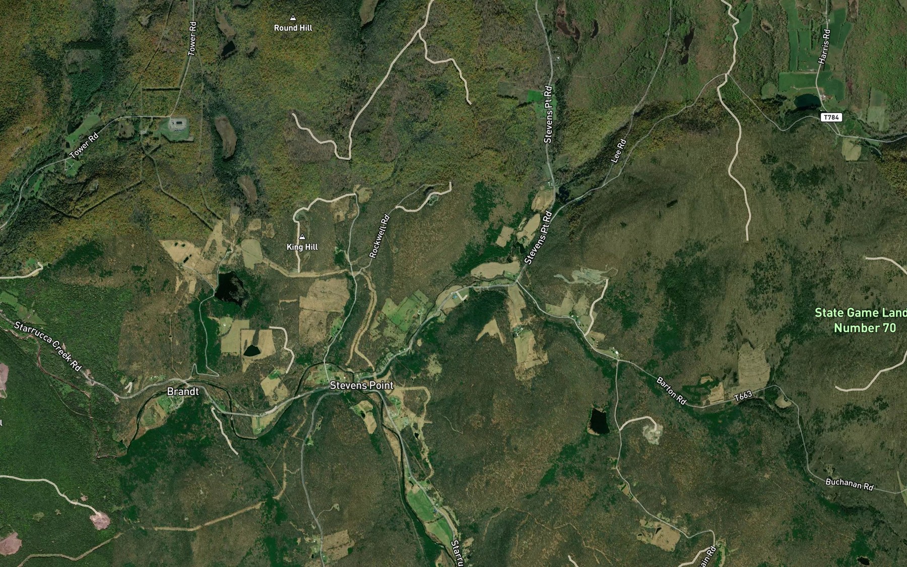 Satellite map of the East Branch Hemlock Creek