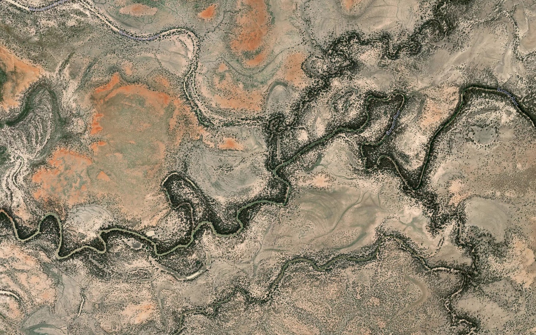 Satellite map of the Culgoa River