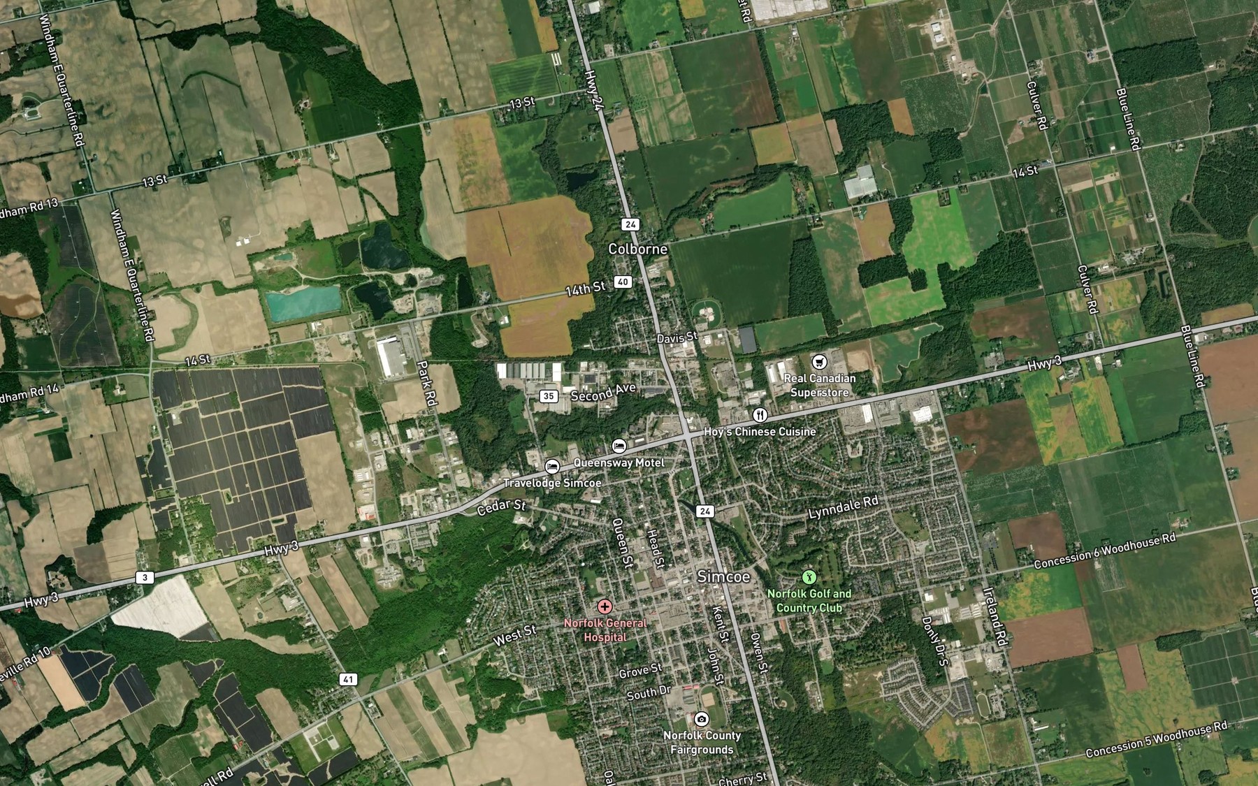 Satellite map of the Davis Creek