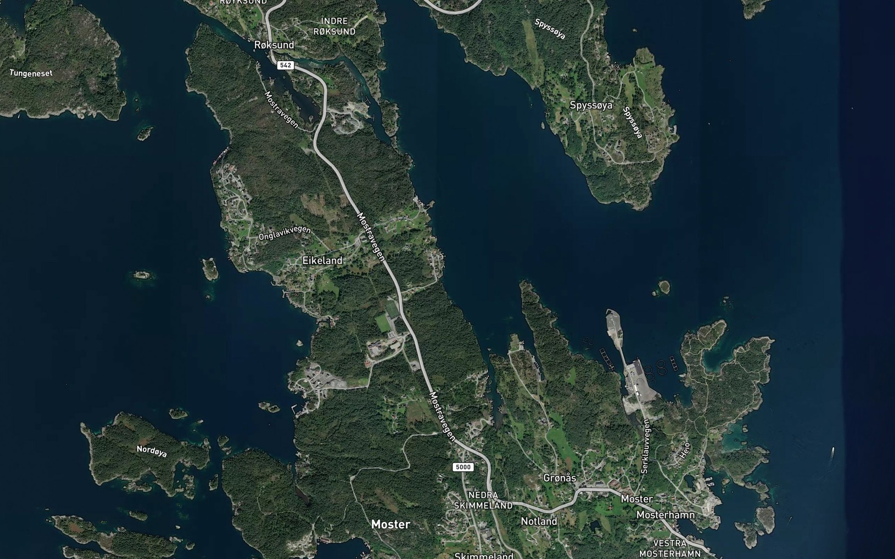 Satellite map of the Nordra Spannevika