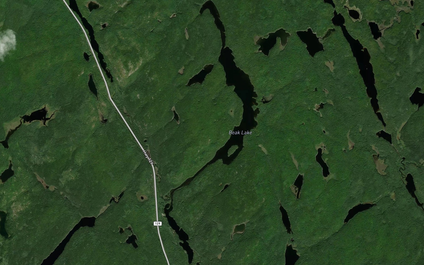Satellite map of the Beak Lake