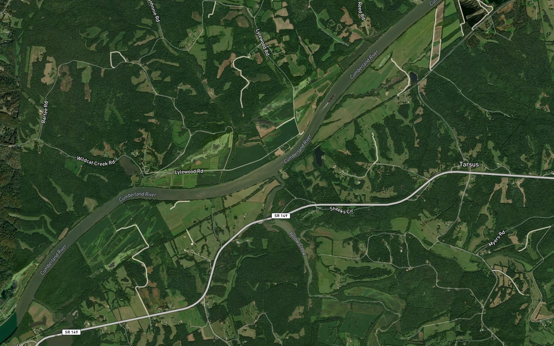 Satellite map of the Yellow Creek