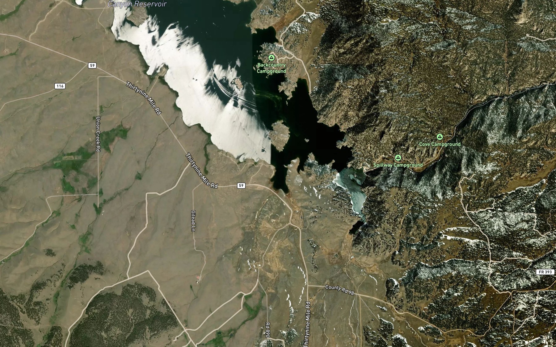 Satellite map of the Witcher's Grove Boatramp
