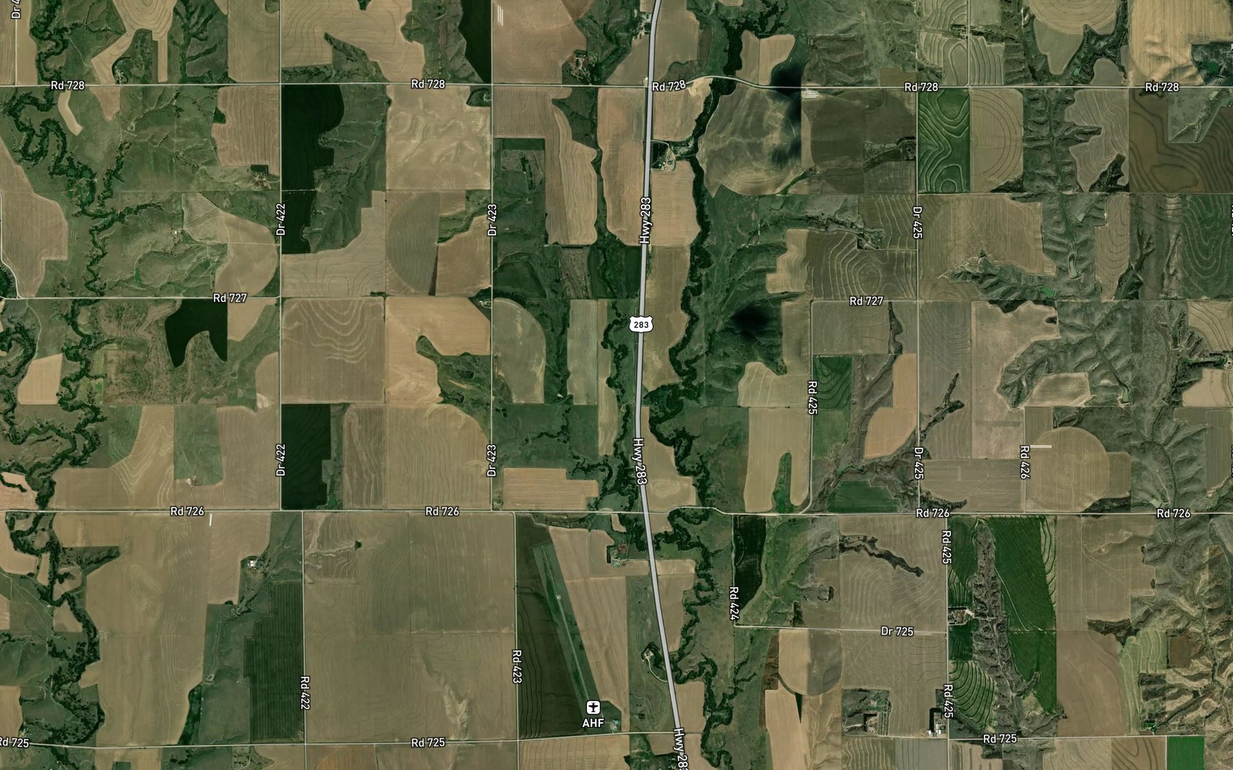 Satellite map of the Dickmeyer Reservoir
