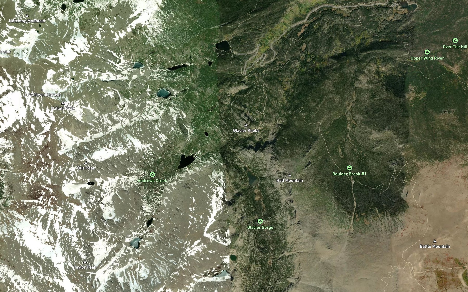 Satellite map of the Icy Brook
