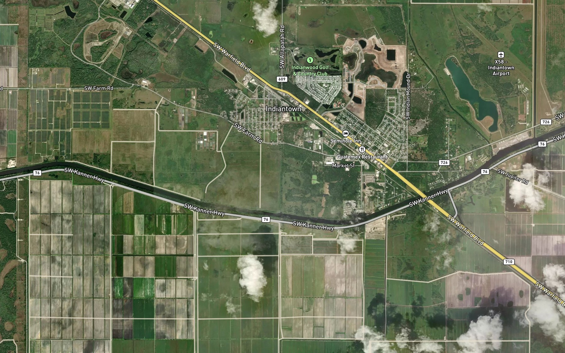 Satellite map of the Rowland Canal