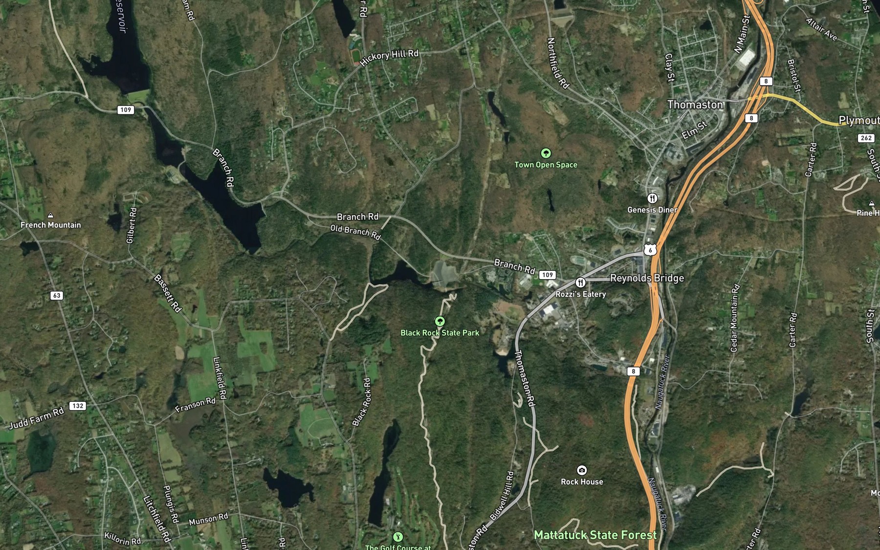 Satellite map of the Black Rock Lake