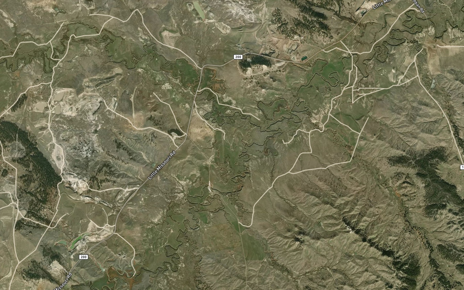 Satellite map of the North Fork Little Missouri River