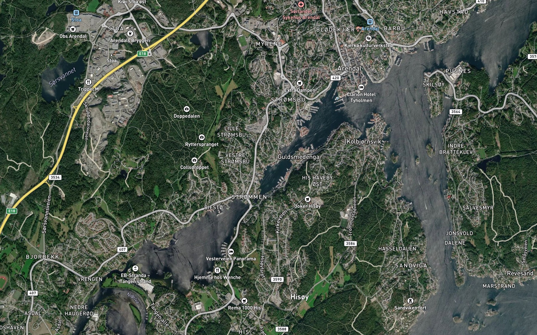 Satellite map of the Gardalsbukta