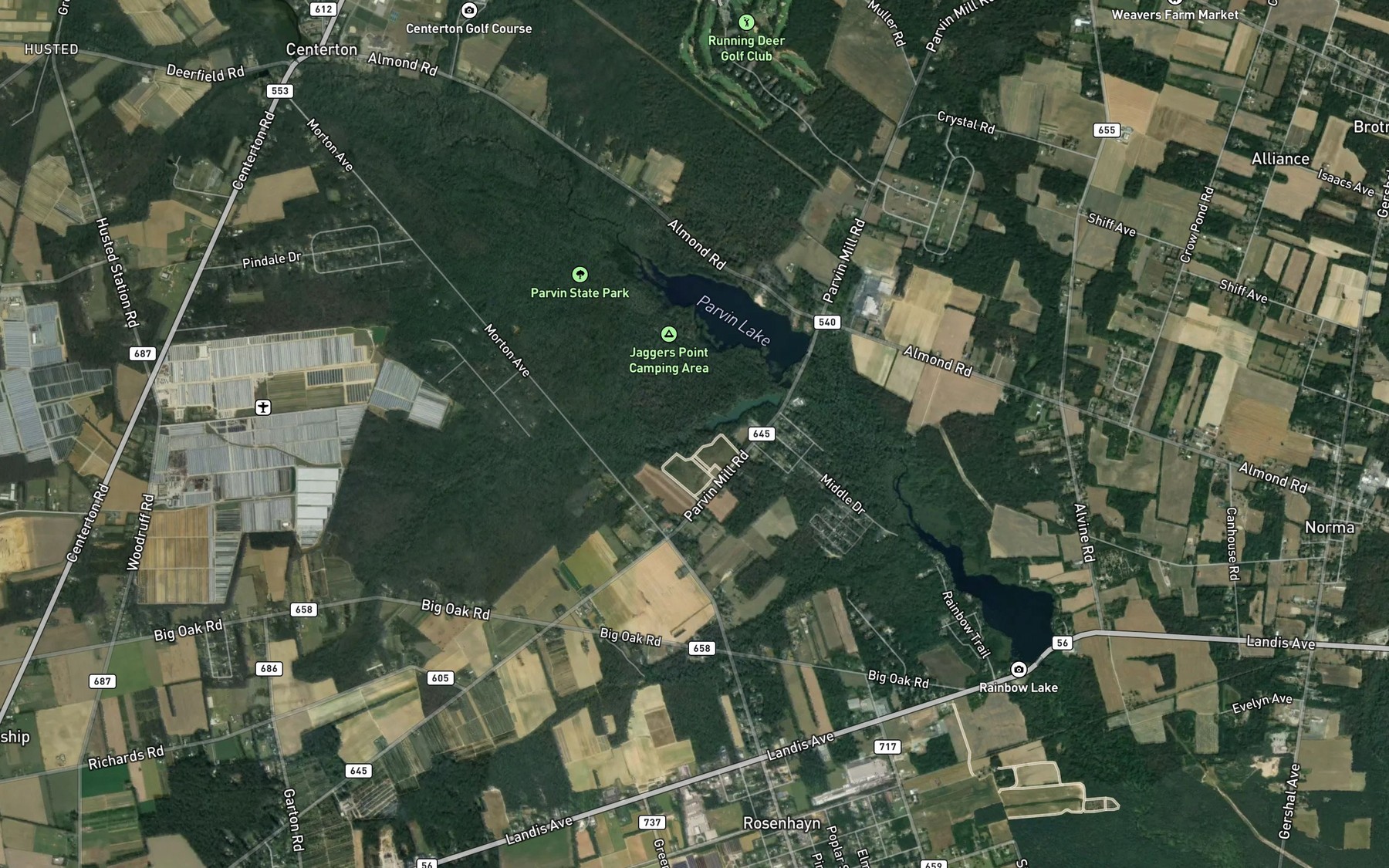 Satellite map of the Thundergust Brook