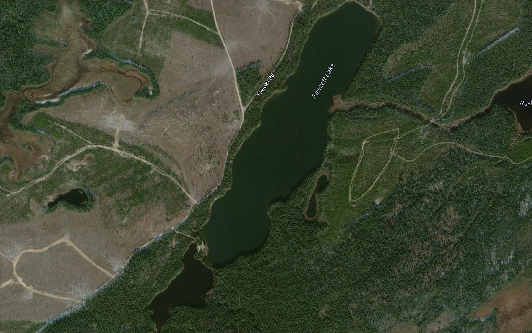 Satellite map of the Fawcett Lake