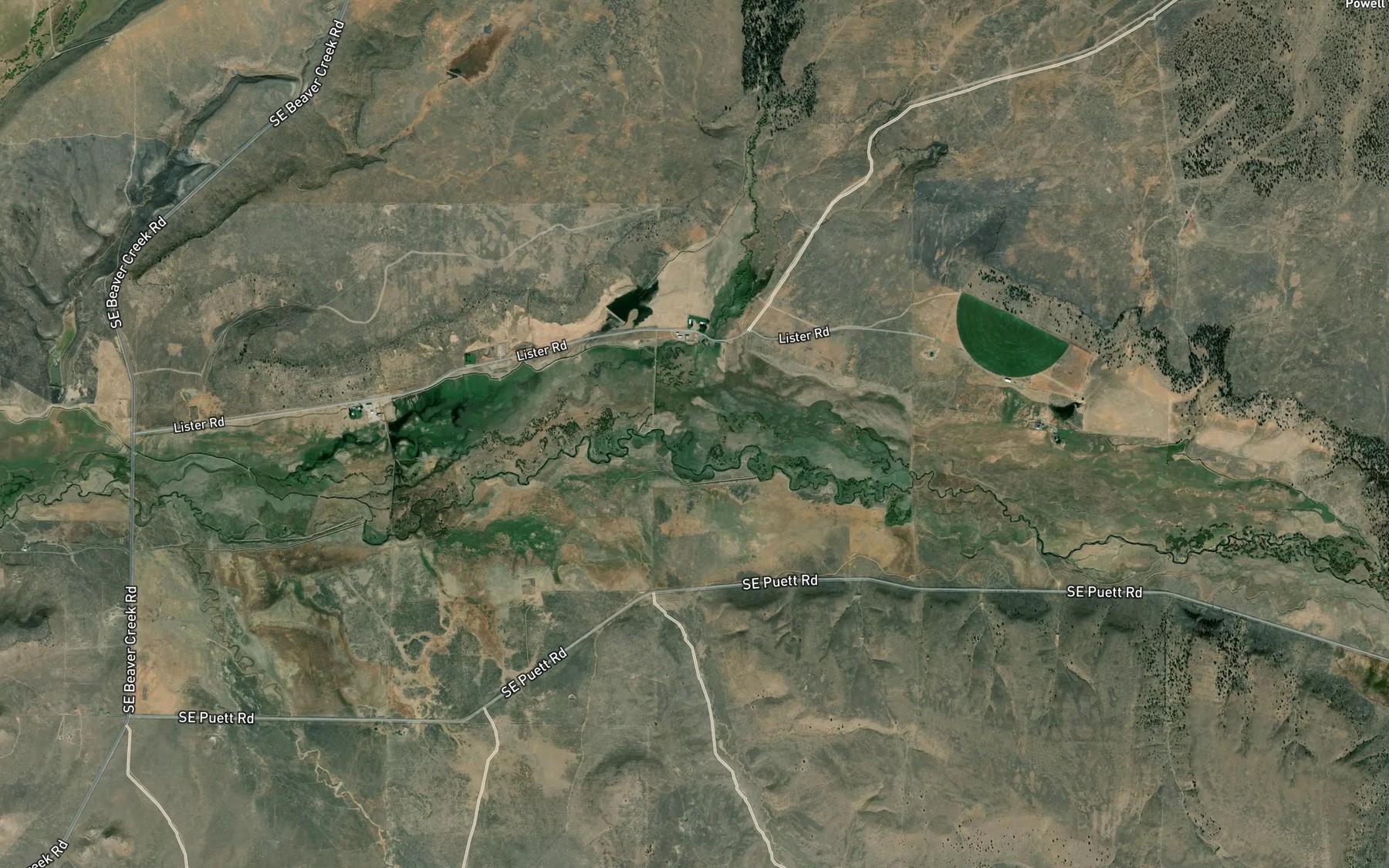 Satellite map of the Sugar Creek