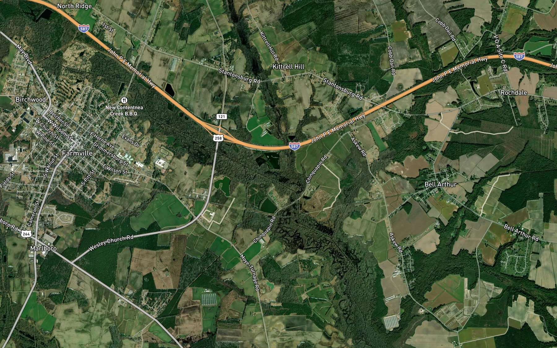 Satellite map of the Oldwoman Branch