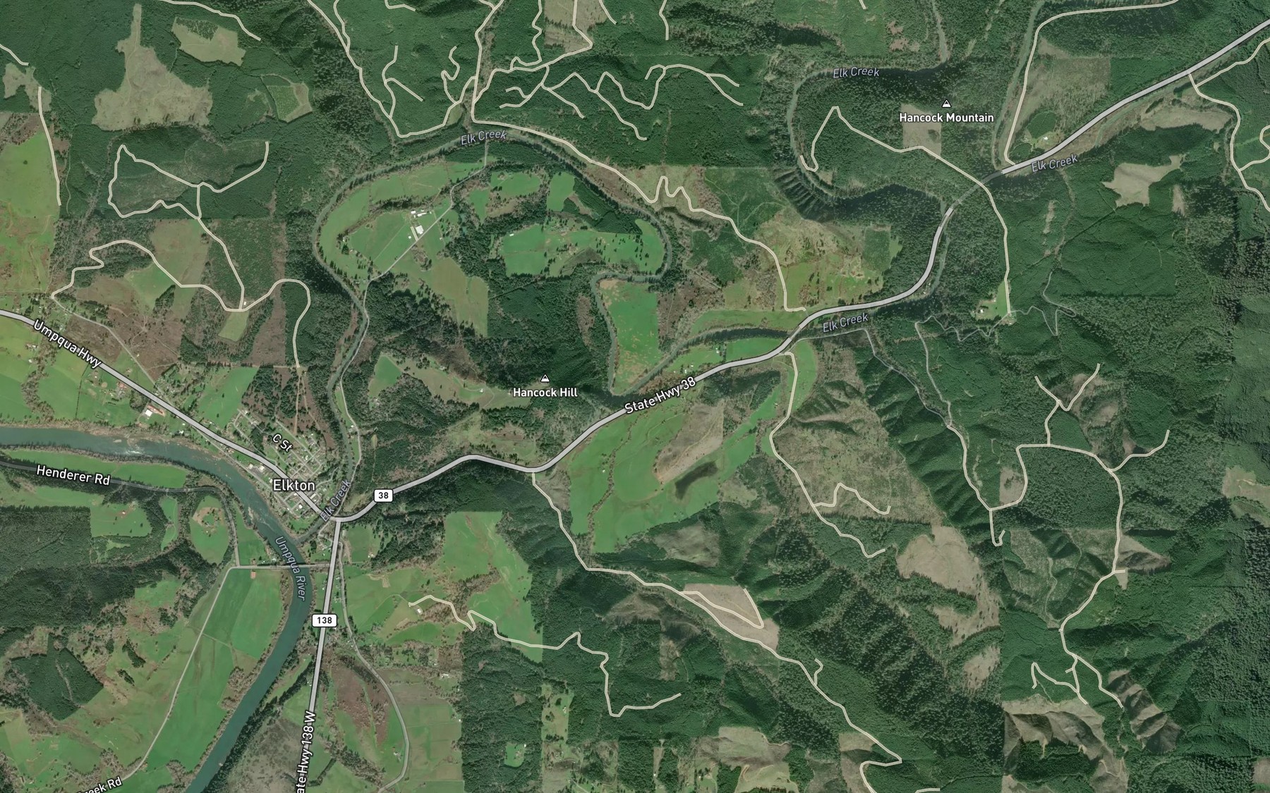 Satellite map of the Hancock Creek