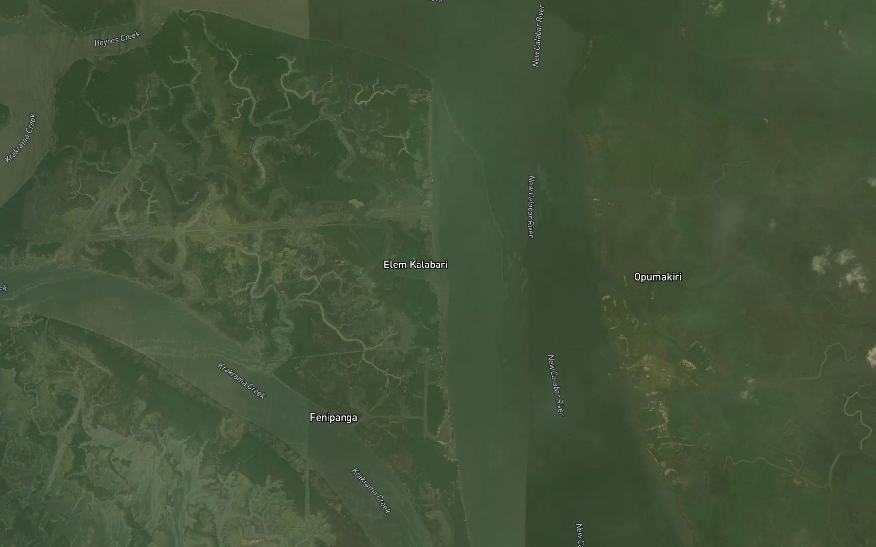 Satellite map of the New Calabar Creek