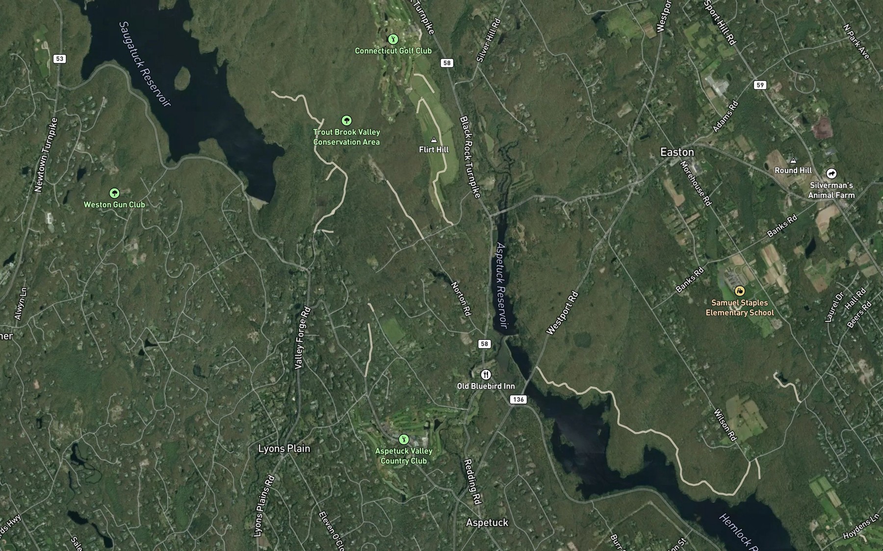 Satellite map of the Norton Pond