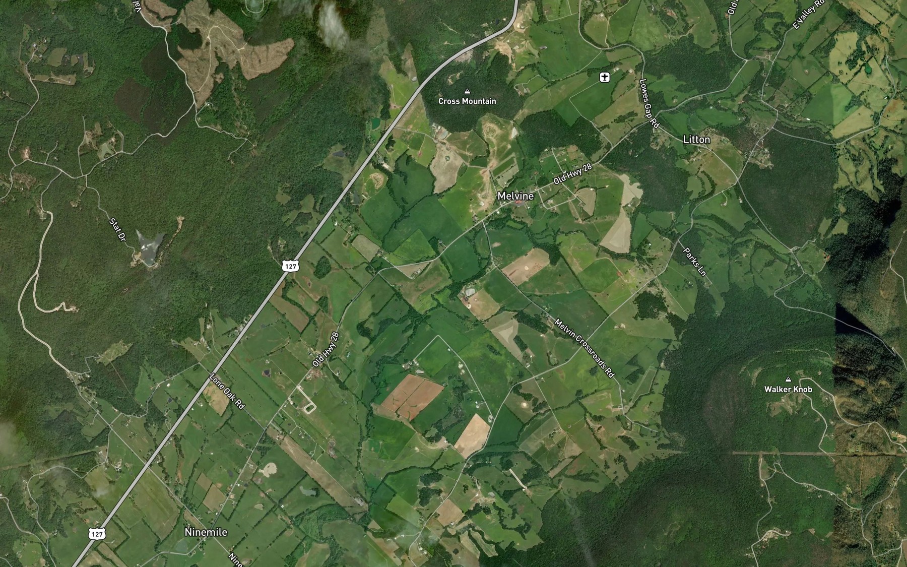 Satellite map of the Swafford Branch