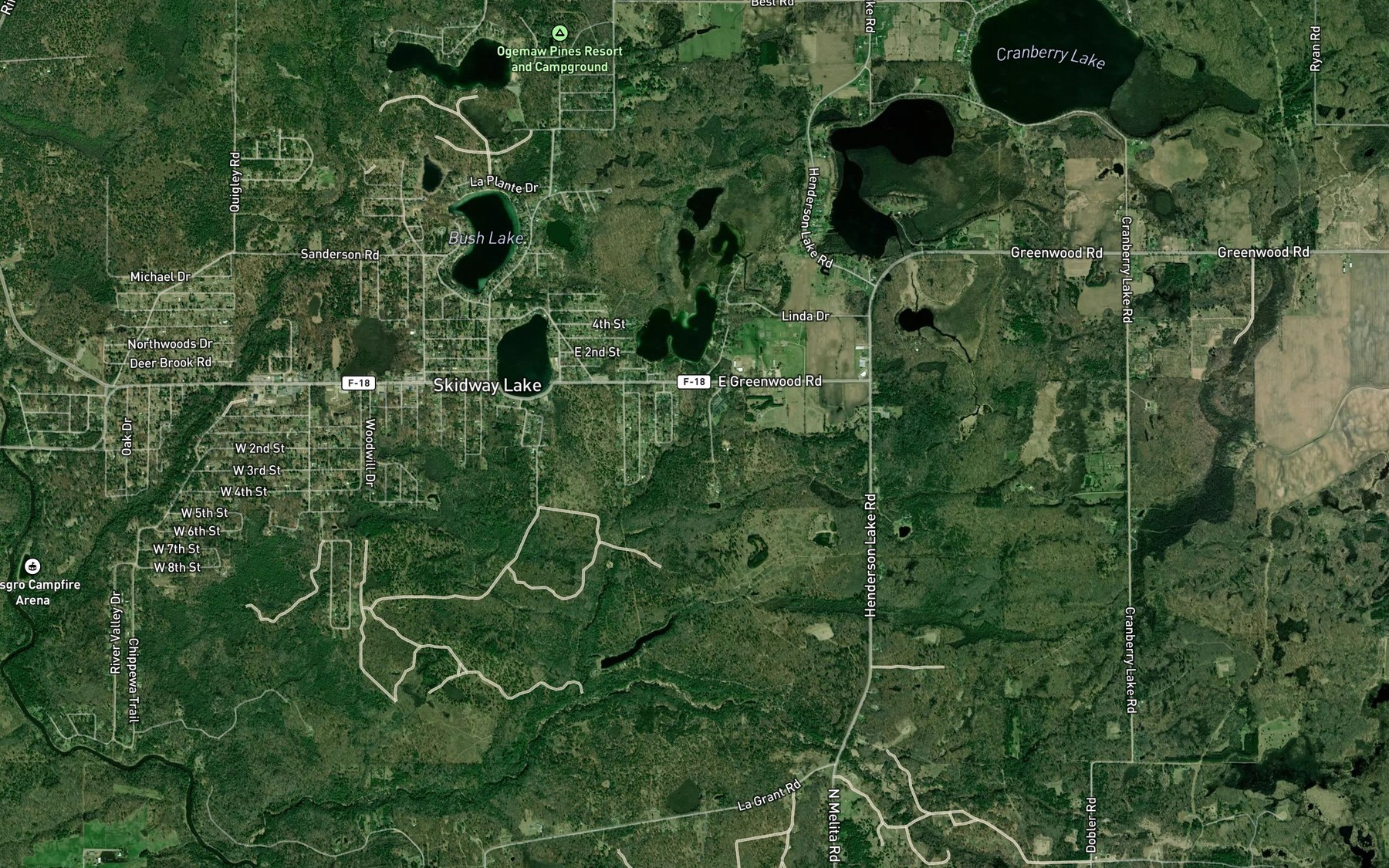 Satellite map of the Mud Creek