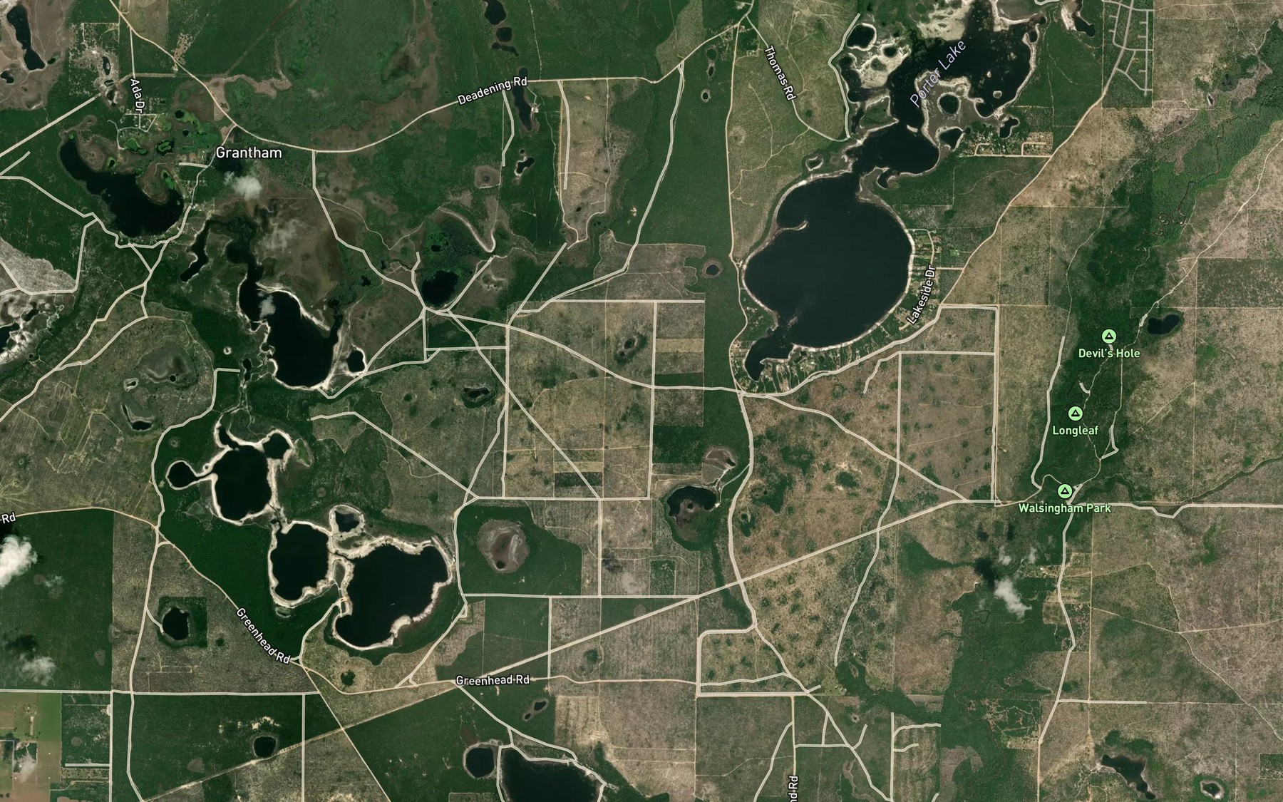 Satellite map of the Ford Pond
