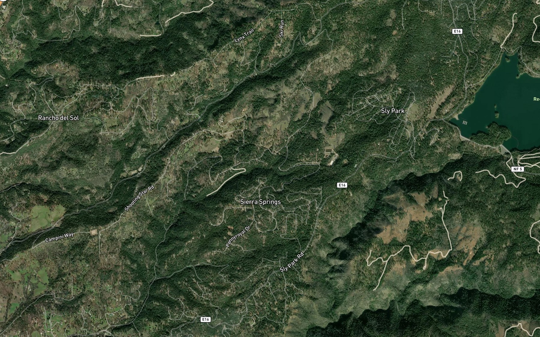 Satellite map of the North Fork Clear Creek