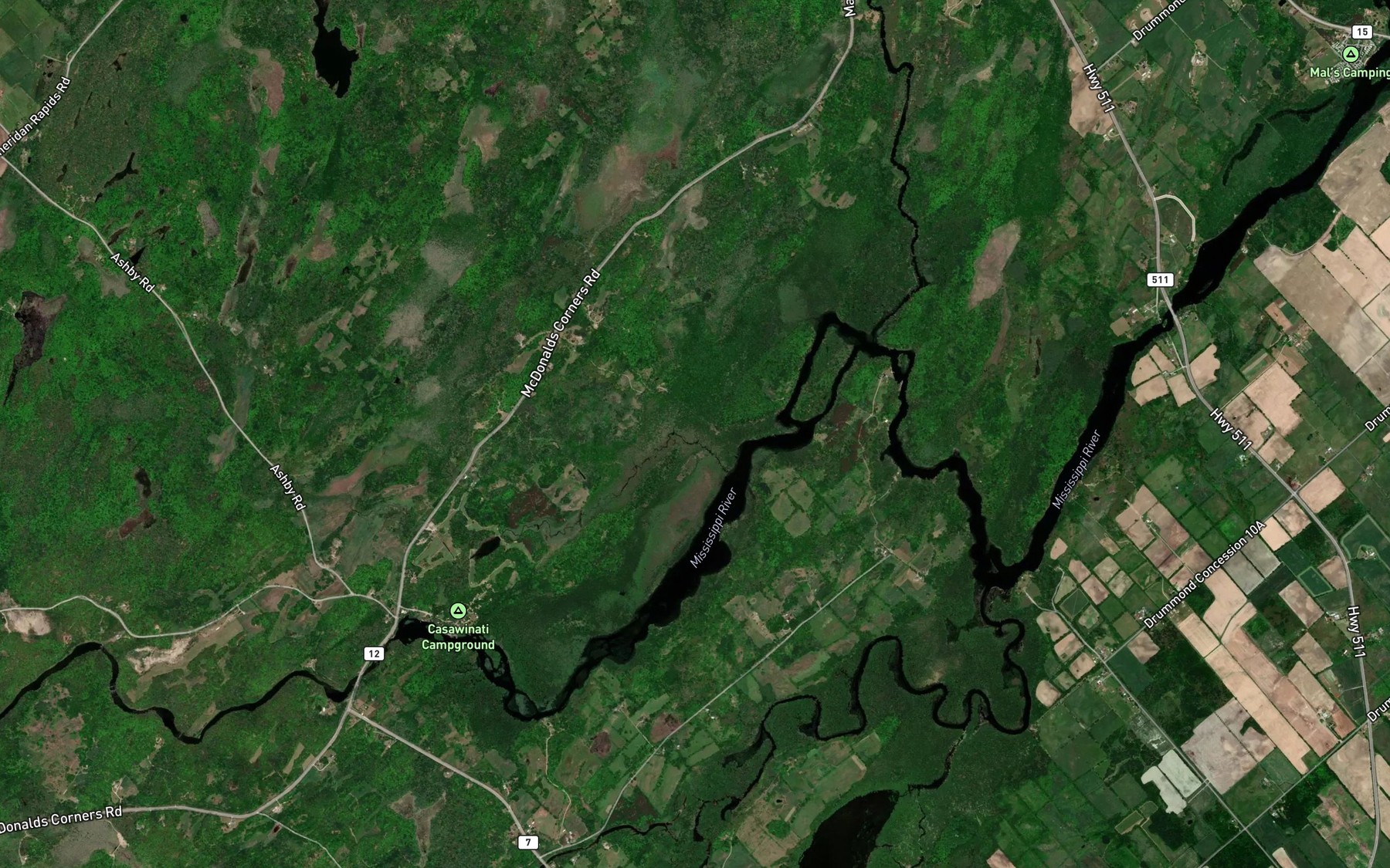 Satellite map of the North Creek