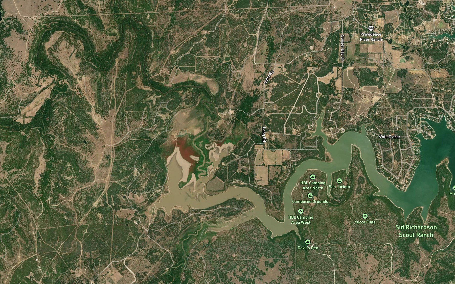 Satellite map of the Pecan Branch
