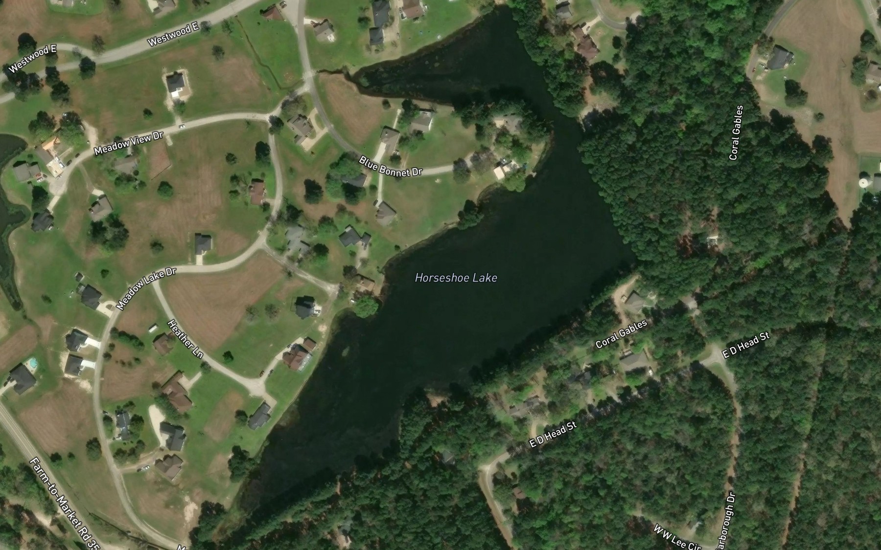 Satellite map of the Horseshoe Lake