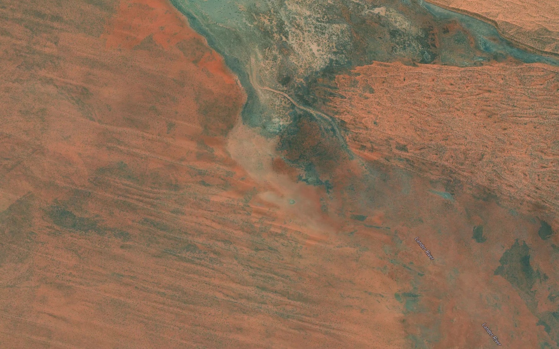 Satellite map of the Lander River