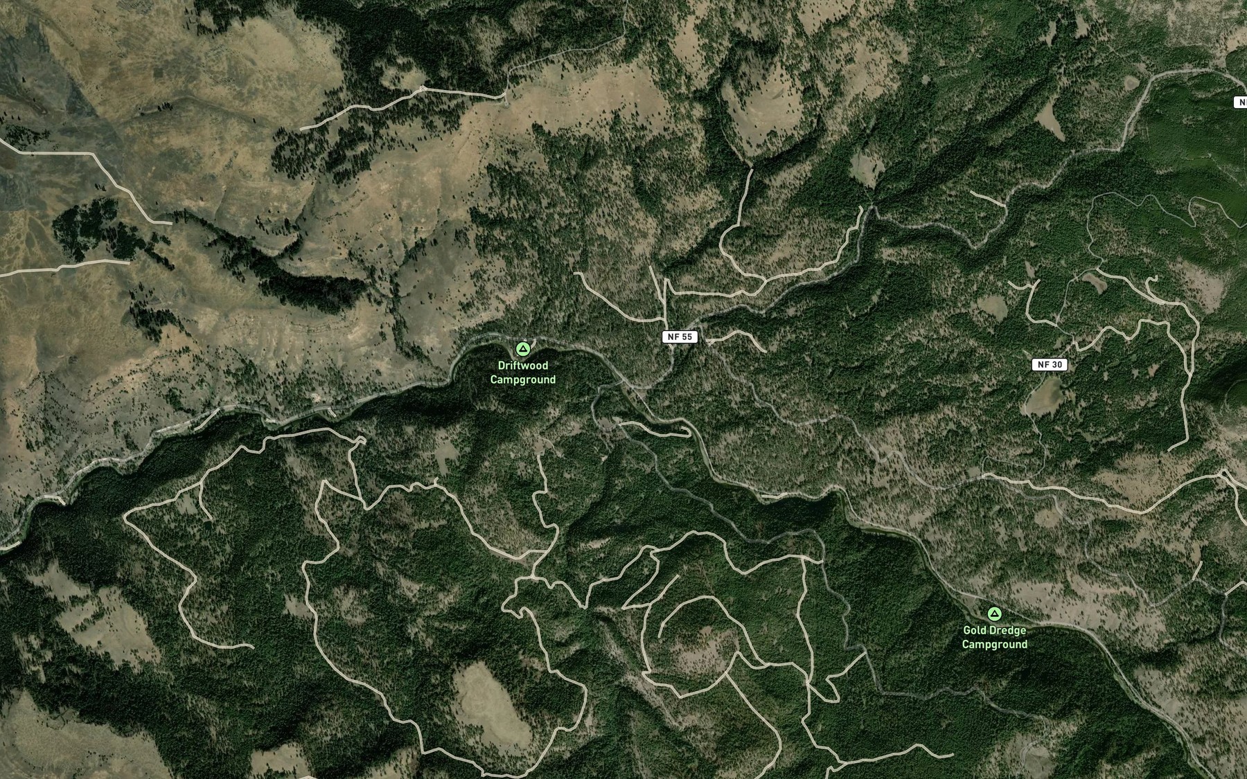 Satellite map of the Texas Bar Creek