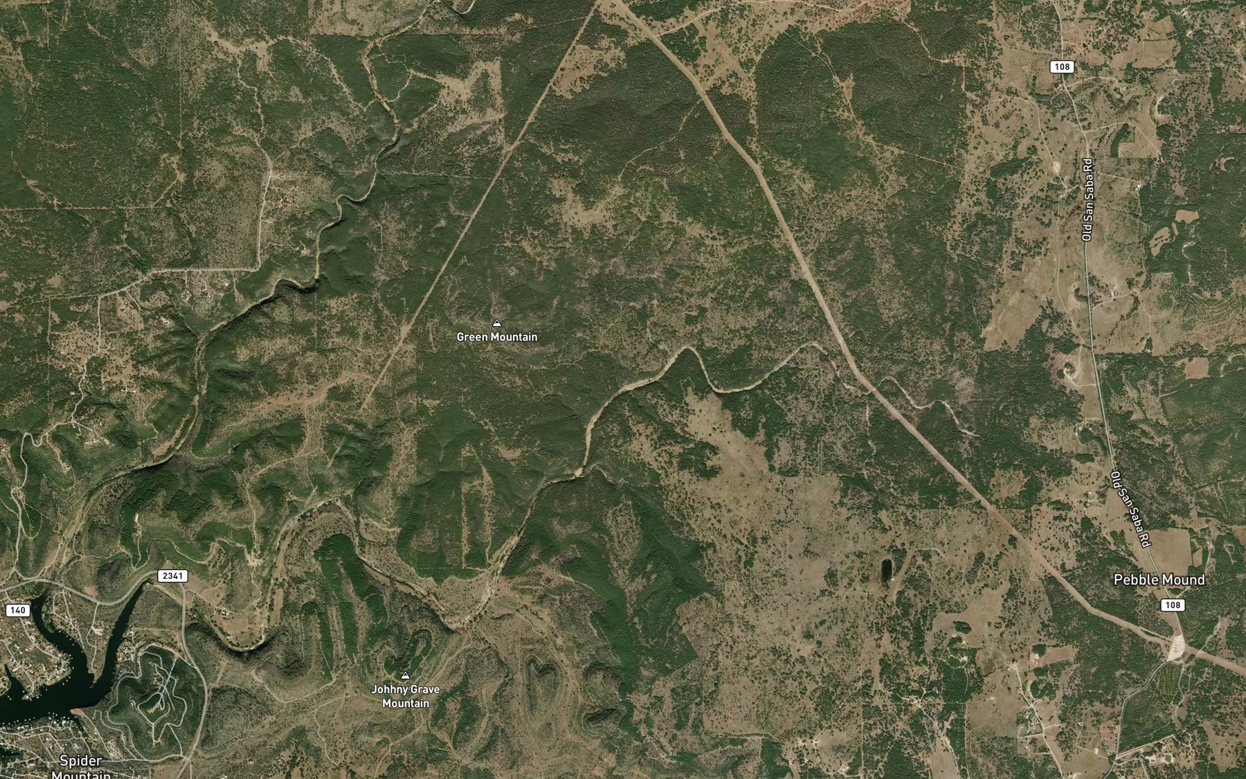 Satellite map of the Simms Spring