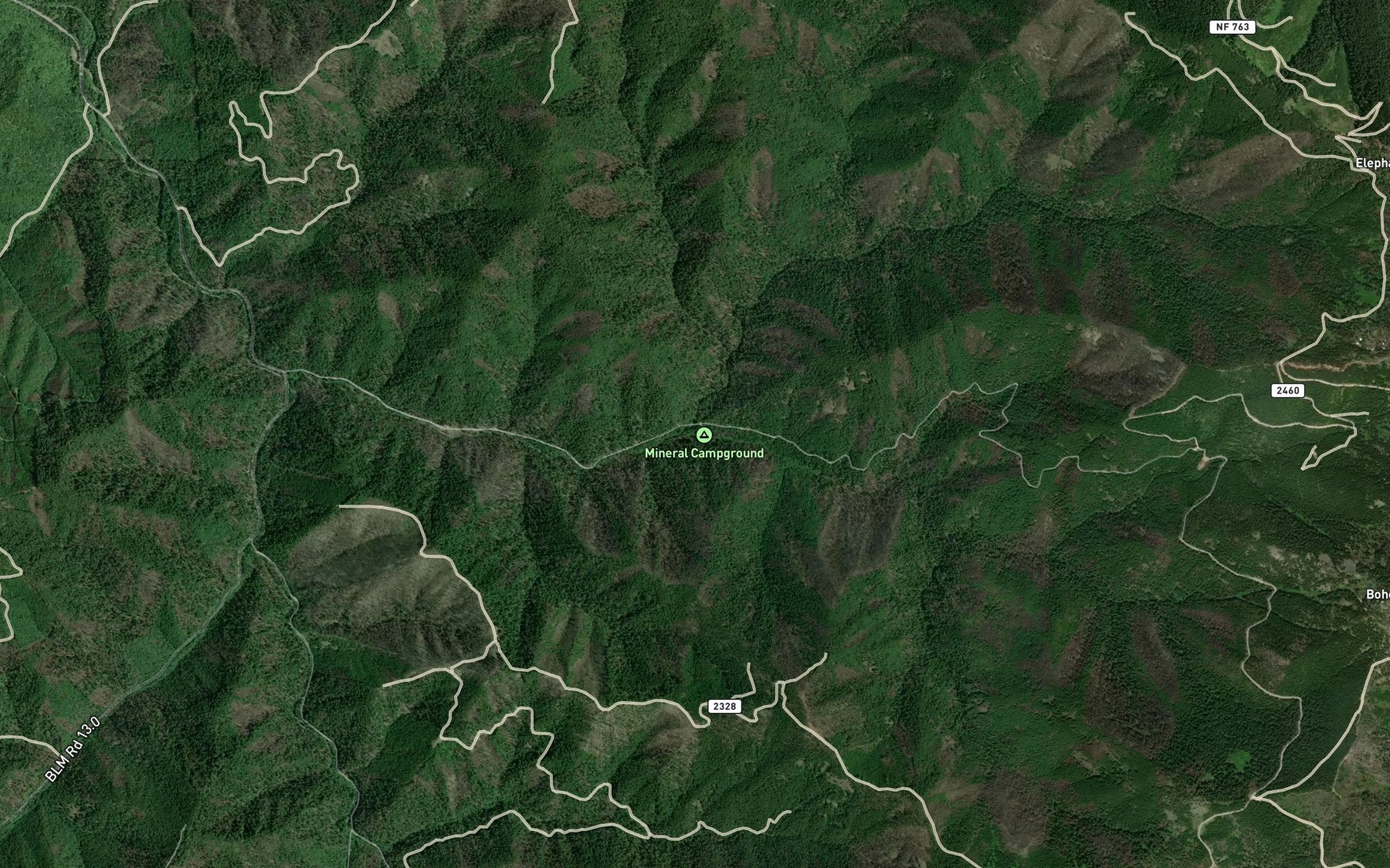 Satellite map of the Fairview Creek