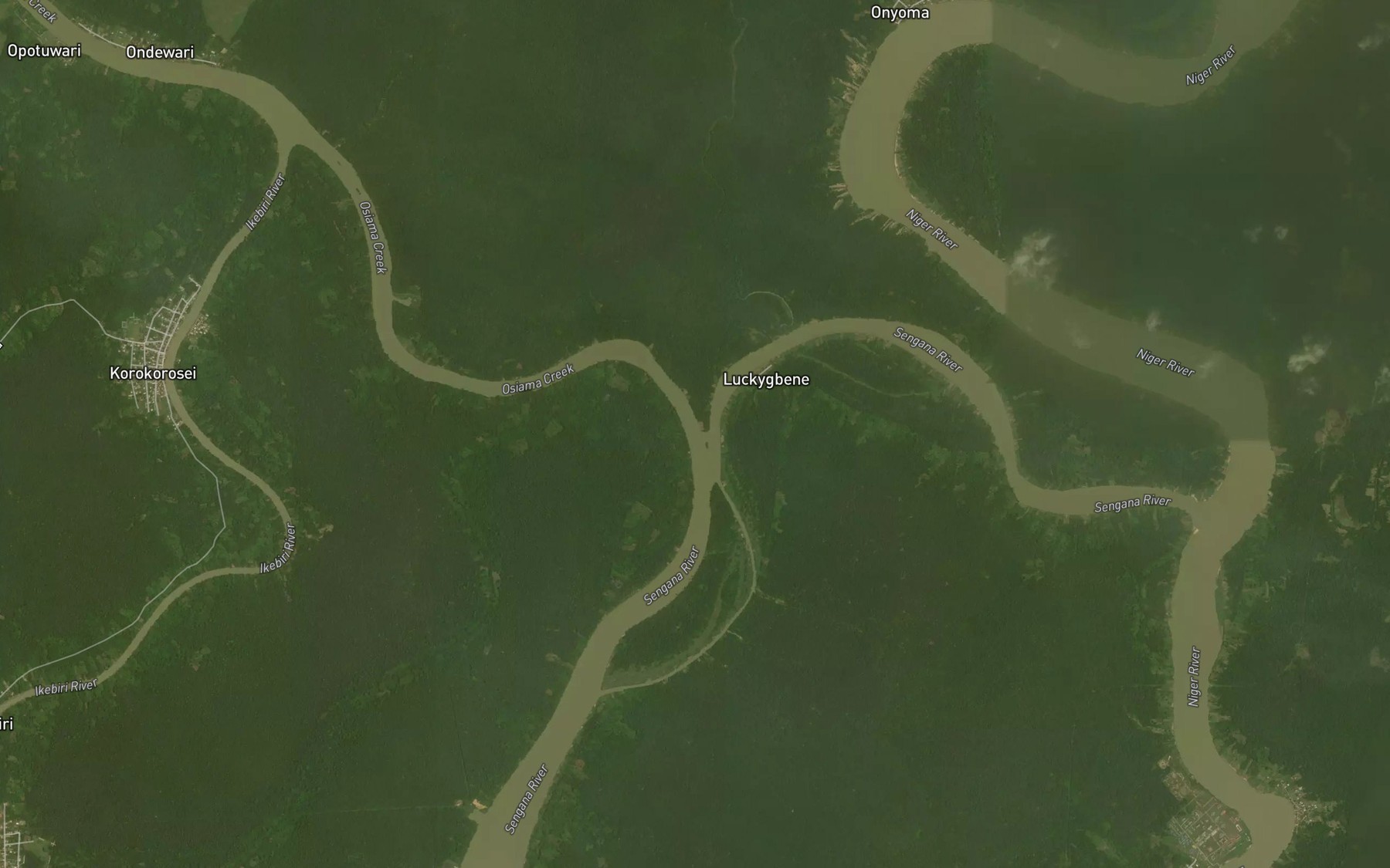 Satellite map of the Osiama Creek