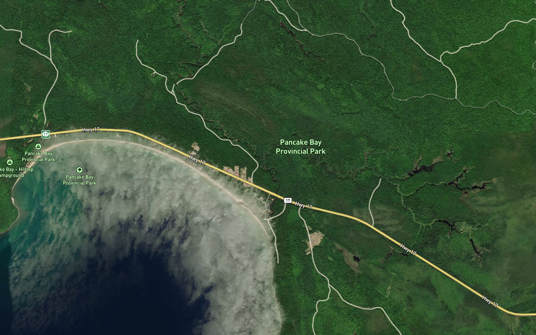 Satellite map of the Gimlet Creek