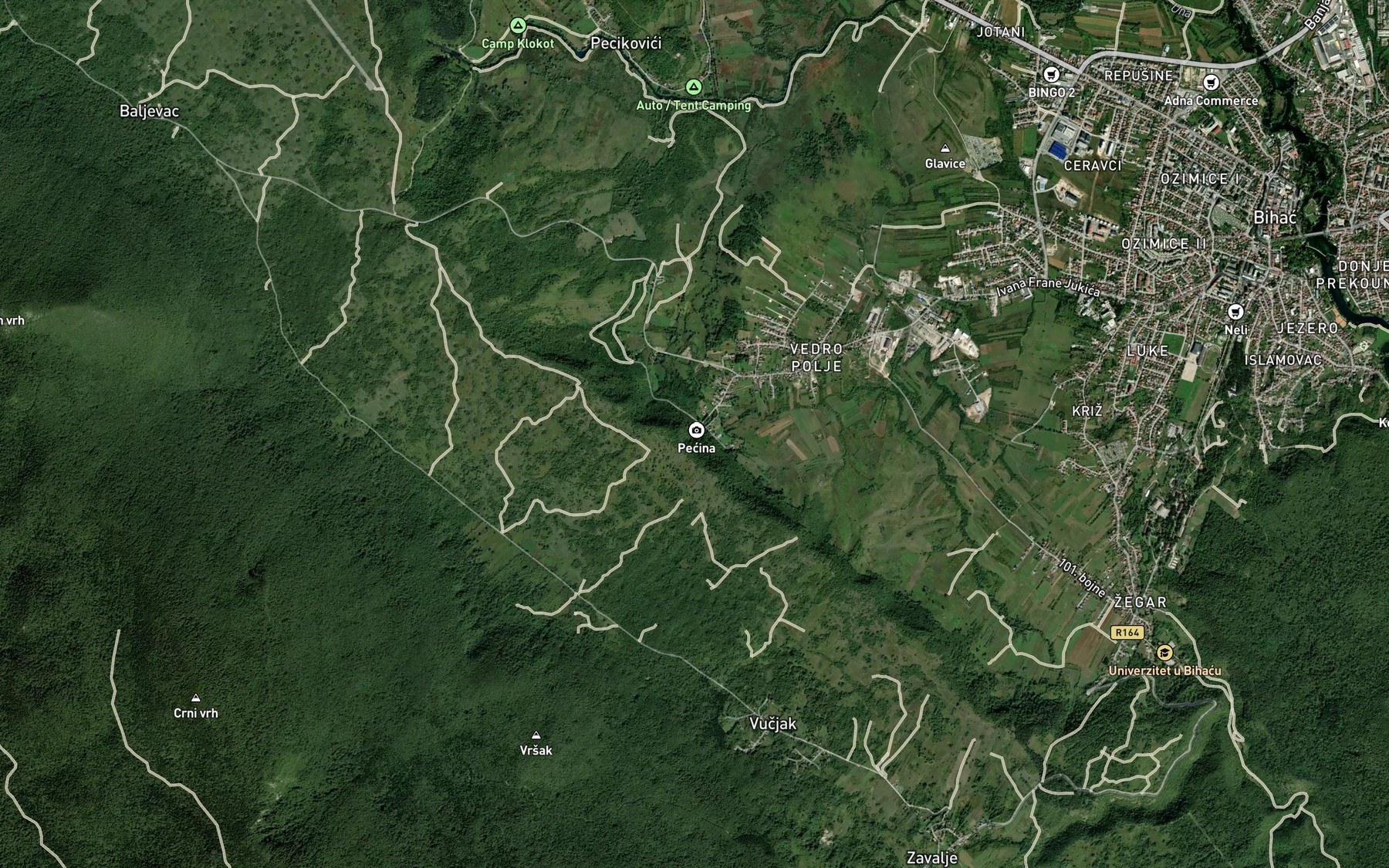 Satellite map of the Pecina